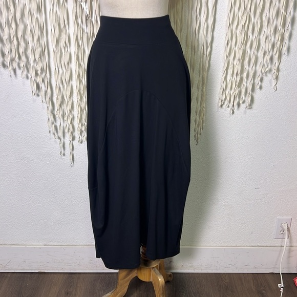 Ronen Chen Black Lagenlook Midi Skirt size 2/M - Picture 1 of 13